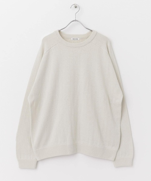 FORK&SPOON(フォークアンドスプーン)の「FORK&SPOON 柄編みサドルショルダーニット(ニット/セーター・メンズ・オフホワイト/ネイビー・5/4)」の8枚目の写真