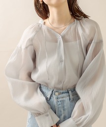 [mline] シアーボリューム袖ブラウス