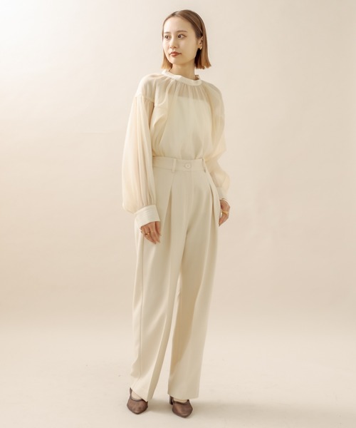 mline（エムライン）の「[mline] シアーボリューム袖ブラウス（シャツ/ブラウス・レディース・ベージュ/アイボリー・FREE）」の3枚目の写真