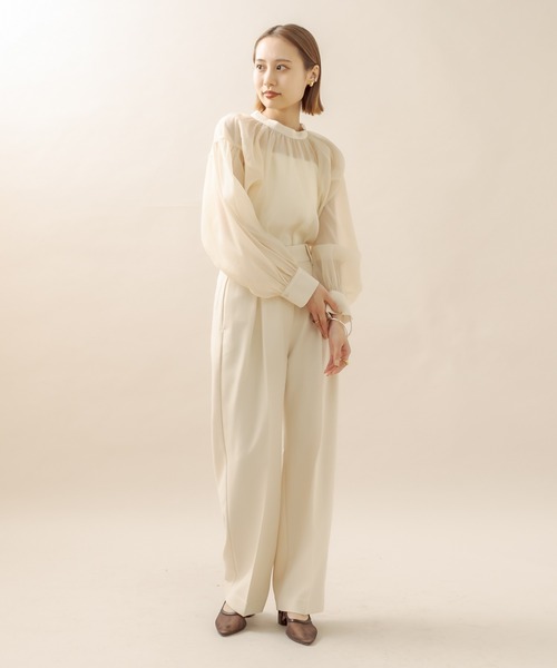 mline（エムライン）の「[mline] シアーボリューム袖ブラウス（シャツ/ブラウス・レディース・ベージュ/アイボリー・FREE）」の5枚目の写真