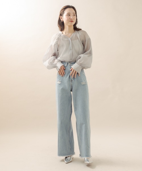 mline（エムライン）の「[mline] シアーボリューム袖ブラウス（シャツ/ブラウス・レディース・ベージュ/アイボリー・FREE）」の19枚目の写真