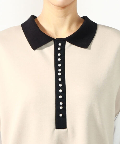 Rie Miller(リエミラー)の「2WAYポロ衿ダンボールニットノースリーブワンピース(ワンピース・レディース・ブラック/ベージュ・38)」の16枚目の写真