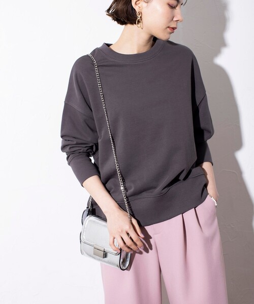 THE SHOP TK （ザ ショップ ティーケー ）の「◆バイオカラーウラケプルオーバー（スウェット・レディース・チャコールグレー/イエロー系その他/ホワイト系/パープル系・12/13）」の3枚目の写真