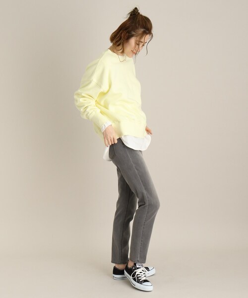 THE SHOP TK （ザ ショップ ティーケー ）の「◆バイオカラーウラケプルオーバー（スウェット・レディース・チャコールグレー/イエロー系その他/ホワイト系/パープル系・12/13）」の9枚目の写真