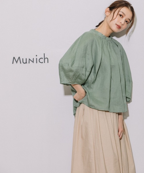 Munich(ミューニック)の「60sライトフレンチリネンギャザーブラウス(シャツ/ブラウス・レディース・ブラック/カーキ/ライトグリーン/グレイッシュベージュ・FREE)」の8枚目の写真