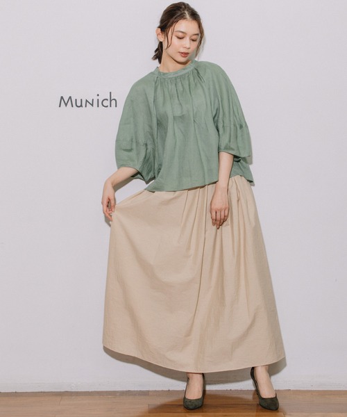 Munich(ミューニック)の「60sライトフレンチリネンギャザーブラウス(シャツ/ブラウス・レディース・ブラック/カーキ/ライトグリーン/グレイッシュベージュ・FREE)」の5枚目の写真