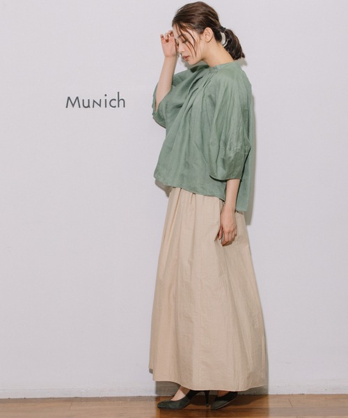 Munich(ミューニック)の「60sライトフレンチリネンギャザーブラウス(シャツ/ブラウス・レディース・ブラック/カーキ/ライトグリーン/グレイッシュベージュ・FREE)」の6枚目の写真