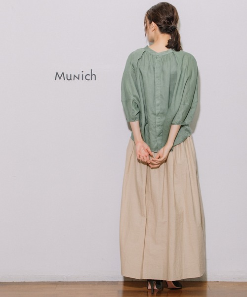 Munich(ミューニック)の「60sライトフレンチリネンギャザーブラウス(シャツ/ブラウス・レディース・ブラック/カーキ/ライトグリーン/グレイッシュベージュ・FREE)」の7枚目の写真