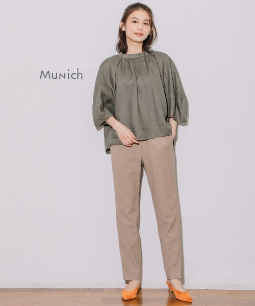 Munich(ミューニック)の「60sライトフレンチリネンギャザーブラウス(シャツ/ブラウス・レディース・ブラック/カーキ/ライトグリーン/グレイッシュベージュ・FREE)」の12枚目の写真