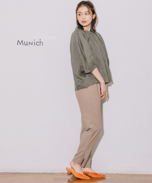 Munich(ミューニック)の「60sライトフレンチリネンギャザーブラウス(シャツ/ブラウス・レディース・ブラック/カーキ/ライトグリーン/グレイッシュベージュ・FREE)」の13枚目の写真