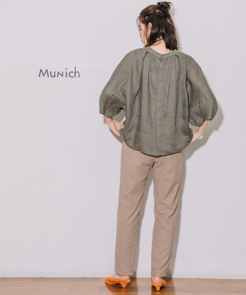 Munich(ミューニック)の「60sライトフレンチリネンギャザーブラウス(シャツ/ブラウス・レディース・ブラック/カーキ/ライトグリーン/グレイッシュベージュ・FREE)」の14枚目の写真
