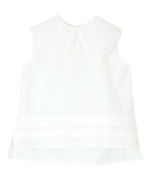 刺繍襟付デザインノースリブラウス