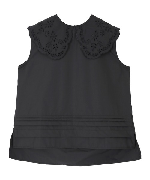 刺繍襟付デザインノースリーブラウス