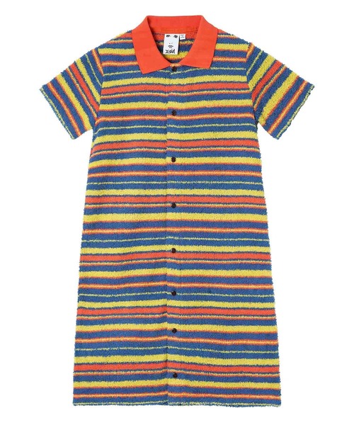 X-girl(エックスガール)の「STRIPED TERRY CLOTH S/S DRESS(ワンピース・レディース・ホワイト/オレンジ/グリーン・S/M)」の9枚目の写真