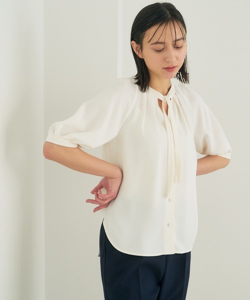 【356】アナイ　トロミサテンステッチボウ　ブラウス ANAYI（アナイ）の「トロミサテンステッチボウ ブラウス（シャツ