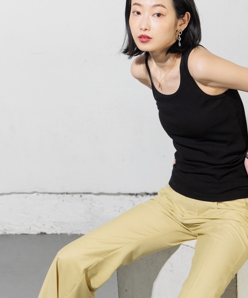 Limue(リミュ)の「テレコリブアシメキャミタンク(タンクトップ・レディース・ホワイト/ブラック/ラベンダー・FREE)」の3枚目の写真