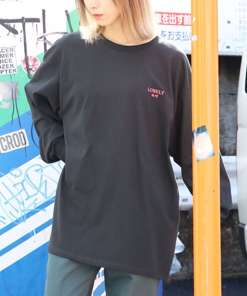 LONELY/論理（ロンリー）の「LONELY(論理)/ロンリー UZUKU YOKUBOU LONG SLEEVE 刺繍 長袖Tシャツ ロゴロンT（Tシャツ/カットソー・メンズ・ホワイト/パープル/ブラック・L/XL/XXL）」の13枚目の写真