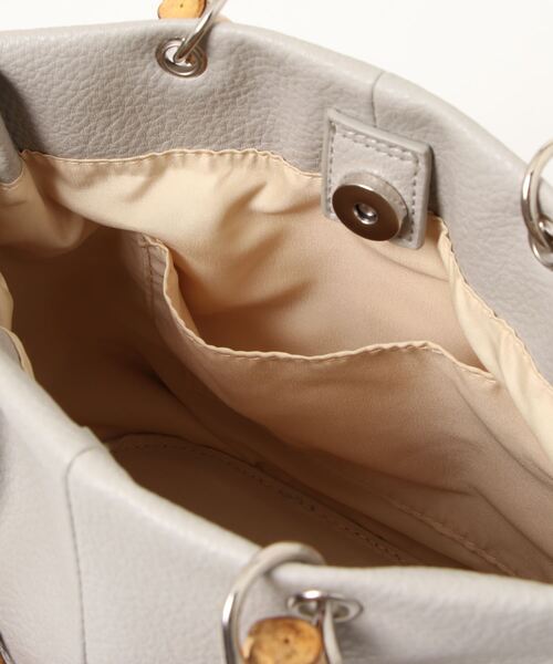 Green Parks(グリーンパークス)の「・バンブーハンドルラウンドバッグ(トートバッグ・レディース・グレー/グリーン/アイボリー/グレイッシュベージュ・FREE)」の17枚目の写真