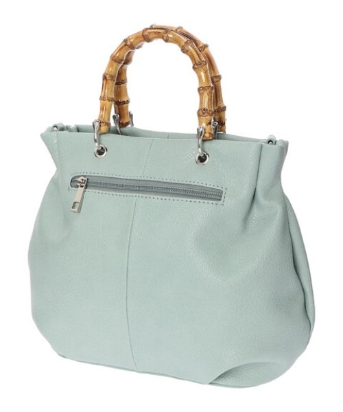 Green Parks(グリーンパークス)の「・バンブーハンドルラウンドバッグ(トートバッグ・レディース・グレー/グリーン/アイボリー/グレイッシュベージュ・FREE)」の7枚目の写真