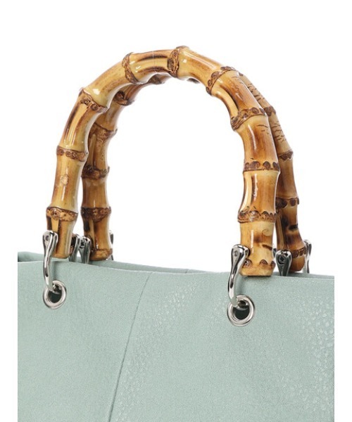 Green Parks(グリーンパークス)の「・バンブーハンドルラウンドバッグ(トートバッグ・レディース・グレー/グリーン/アイボリー/グレイッシュベージュ・FREE)」の9枚目の写真