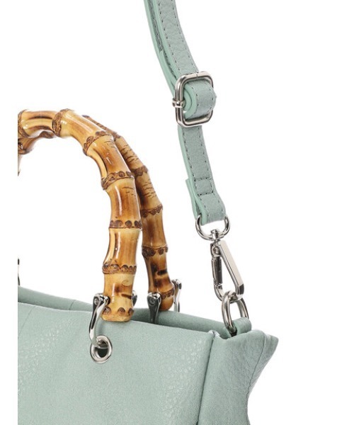 Green Parks(グリーンパークス)の「・バンブーハンドルラウンドバッグ(トートバッグ・レディース・グレー/グリーン/アイボリー/グレイッシュベージュ・FREE)」の12枚目の写真