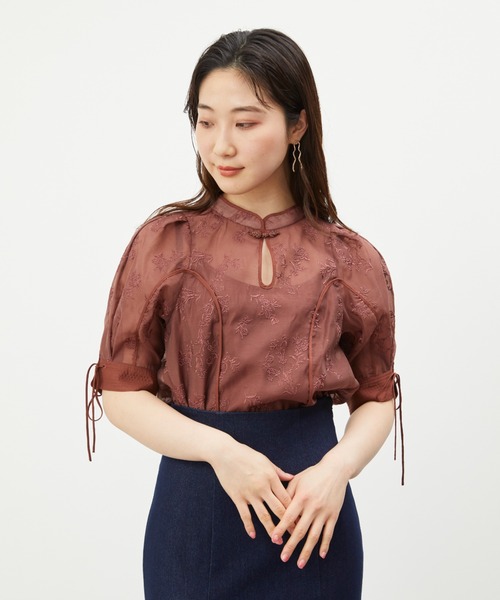 LILY BROWN（リリーブラウン）の「刺繍チャイナトップス（シャツ/ブラウス・レディース・ブラック/ネイビー/ブラウン/オレンジ・FREE）」の19枚目の写真