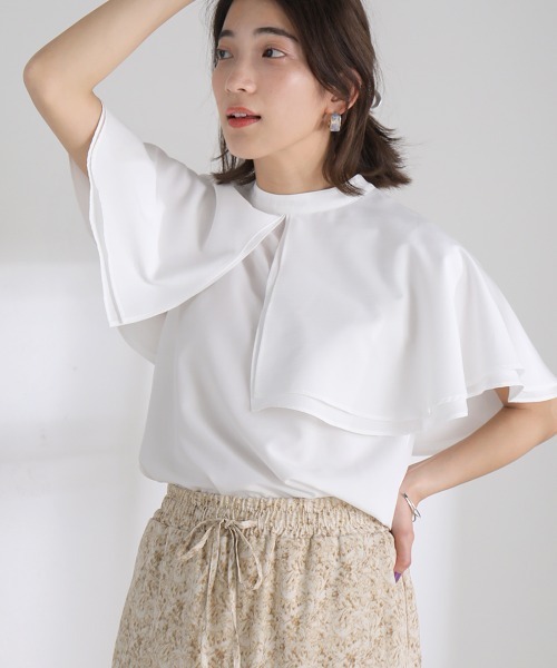 Bou Jeloud（ブージュルード）の「【ＷＥＢ限定】ケープブラウス（シャツ/ブラウス・レディース・ブラック/オフホワイト/グリーン・FREE）」の6枚目の写真