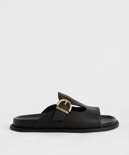 CHARLES & KEITH（チャールズ & キース）の「カットアウト バックルスライド / Cut-Out Buckled Slides（サンダル・レディース・クリーム/ブラック/イエロー・25.5cm/25cm/23cm/22.5cm/24.5cm/23.5cm）」の2枚目の写真
