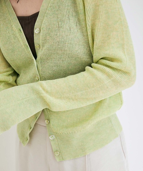 シアーリブVネックカーディガン