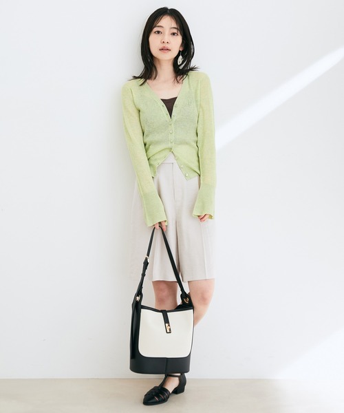 シアーリブVネックカーディガン