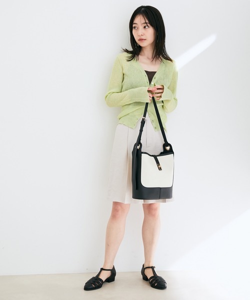 シアーリブVネックカーディガン