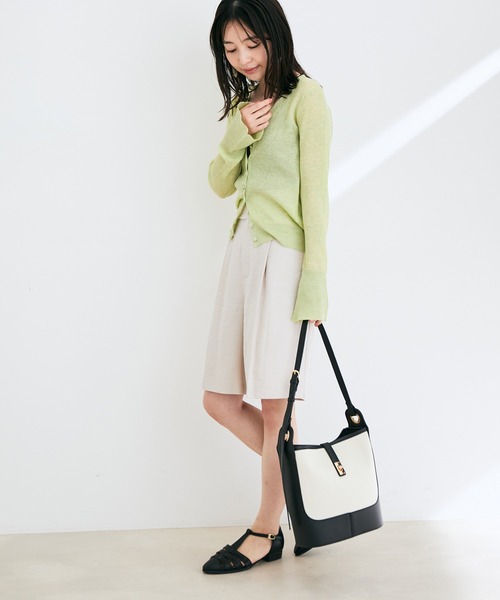 シアーリブVネックカーディガン