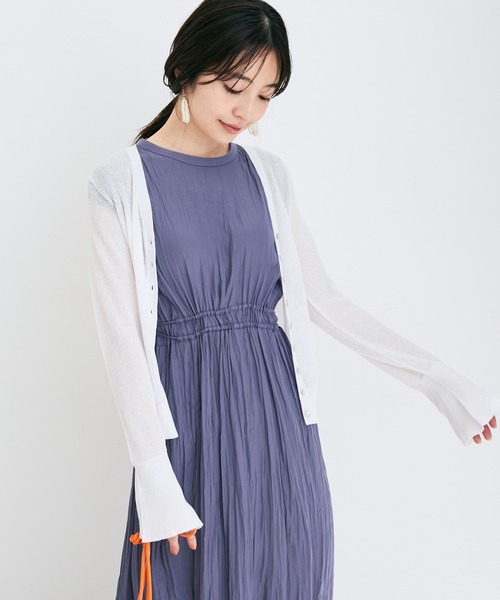 シアーリブVネックカーディガン