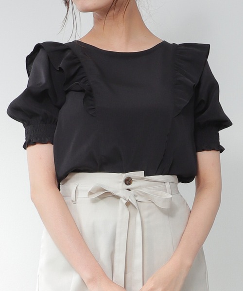 Honeys(ハニーズ)の「フリルブラウス(シャツ/ブラウス・レディース・ブラウン/ブラック/ホワイト/ピンク・M/L/S)」の2枚目の写真