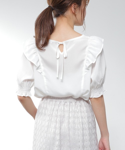 Honeys(ハニーズ)の「フリルブラウス(シャツ/ブラウス・レディース・ブラウン/ブラック/ホワイト/ピンク・M/L/S)」の5枚目の写真