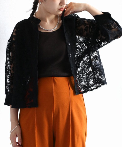 cepo（セポ）の「フラワー／ボタニカル　シシュウショートカーディガン 2（シャツ/ブラウス・レディース・ブラック/ホワイト系その他/ホワイト系その他2/ブラック系その他2・M）」の4枚目の写真