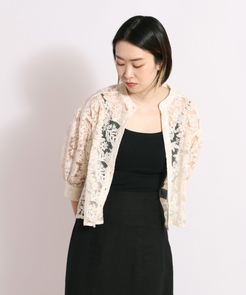 cepo（セポ）の「フラワー／ボタニカル　シシュウショートカーディガン 2（シャツ/ブラウス・レディース・ブラック/ホワイト系その他/ホワイト系その他2/ブラック系その他2・M）」の16枚目の写真