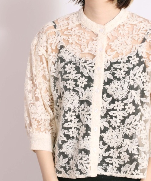 cepo（セポ）の「フラワー／ボタニカル　シシュウショートカーディガン 2（シャツ/ブラウス・レディース・ブラック/ホワイト系その他/ホワイト系その他2/ブラック系その他2・M）」の22枚目の写真