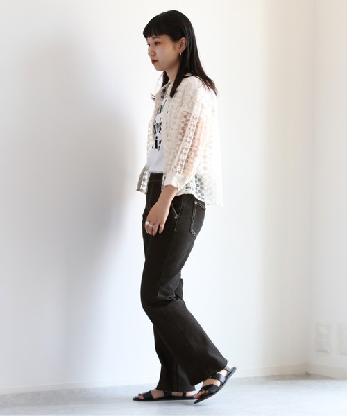 cepo（セポ）の「フラワー／ボタニカル　シシュウショートカーディガン 2（シャツ/ブラウス・レディース・ブラック/ホワイト系その他/ホワイト系その他2/ブラック系その他2・M）」の9枚目の写真