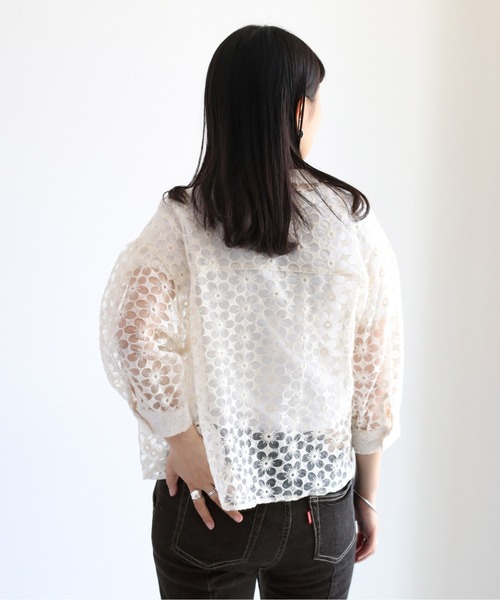 cepo（セポ）の「フラワー／ボタニカル　シシュウショートカーディガン 2（シャツ/ブラウス・レディース・ブラック/ホワイト系その他/ホワイト系その他2/ブラック系その他2・M）」の7枚目の写真