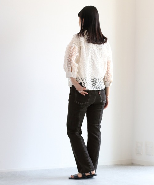 cepo（セポ）の「フラワー／ボタニカル　シシュウショートカーディガン 2（シャツ/ブラウス・レディース・ブラック/ホワイト系その他/ホワイト系その他2/ブラック系その他2・M）」の10枚目の写真