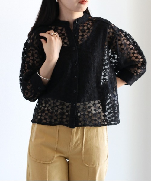 cepo（セポ）の「フラワー／ボタニカル　シシュウショートカーディガン 2（シャツ/ブラウス・レディース・ブラック/ホワイト系その他/ホワイト系その他2/ブラック系その他2・M）」の11枚目の写真