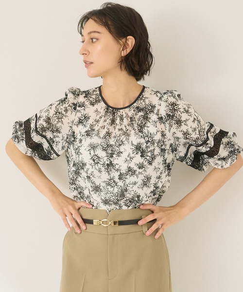 フィナモレ　アナイ(ANAYI)　レディースシャツ ANAYI ブラウス シャツ ジョーゼットフラワーレース レディース