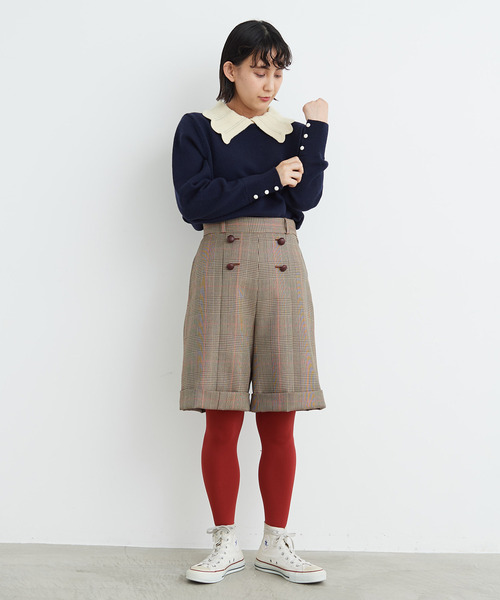Dot&Stripes CHILD WOMAN(ドットアンドストライプス チャイルドウーマン)の「フレンチメリノ バイカラー衿付きプルオーバー(ニット/セーター・レディース・アイボリー/レッド/ネイビー・FREE)」の9枚目の写真