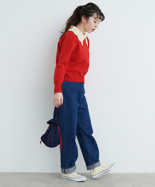 Dot&Stripes CHILD WOMAN(ドットアンドストライプス チャイルドウーマン)の「フレンチメリノ バイカラー衿付きプルオーバー(ニット/セーター・レディース・アイボリー/レッド/ネイビー・FREE)」の22枚目の写真