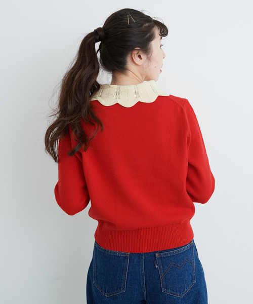 Dot&Stripes CHILD WOMAN(ドットアンドストライプス チャイルドウーマン)の「フレンチメリノ バイカラー衿付きプルオーバー(ニット/セーター・レディース・アイボリー/レッド/ネイビー・FREE)」の17枚目の写真