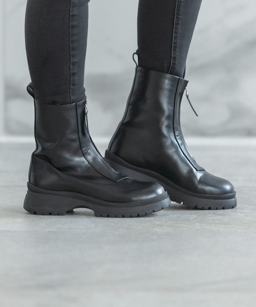 BAYFLOW(ベイフロー)の「フロントジップブーツ(ブーツ・レディース・ブラック/ベージュ・MEDIUM/LARGE)」の6枚目の写真