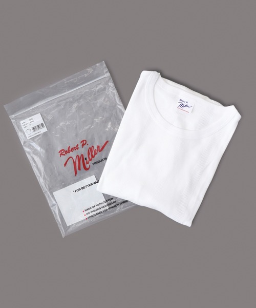 MILLER(ミラー)の「Robert P.Miller パネルリブ半袖Tシャツ ユニセックス RPM(Tシャツ/カットソー・メンズ・ブラウン系その他/ホワイト×ネイビー/ブラック/ホワイト・L/M/XL)」の2枚目の写真