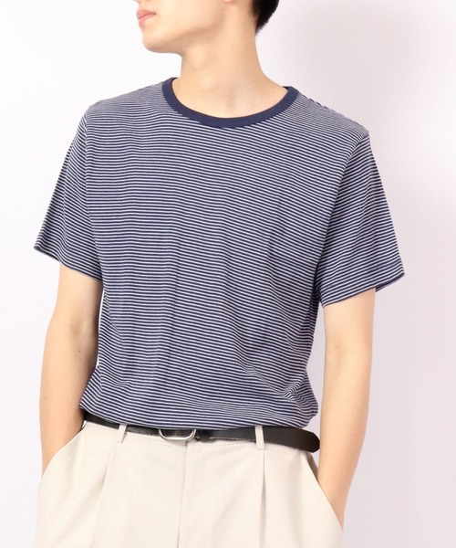 MILLER(ミラー)の「Robert P.Miller パネルリブ半袖Tシャツ ユニセックス RPM(Tシャツ/カットソー・メンズ・ブラウン系その他/ホワイト×ネイビー/ブラック/ホワイト・L/M/XL)」の3枚目の写真