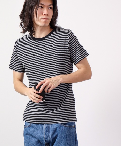 MILLER(ミラー)の「Robert P.Miller パネルリブ半袖Tシャツ ユニセックス RPM(Tシャツ/カットソー・メンズ・ブラウン系その他/ホワイト×ネイビー/ブラック/ホワイト・L/M/XL)」の12枚目の写真